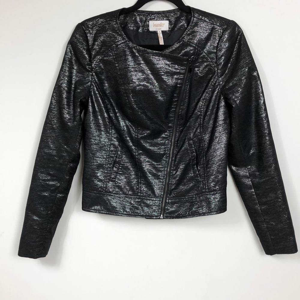 🆕Laundry by Shelli Segal>Lurex moto jacket NWOT